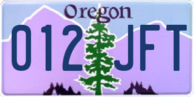 OR license plate 012JFT