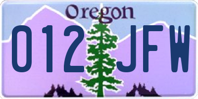 OR license plate 012JFW