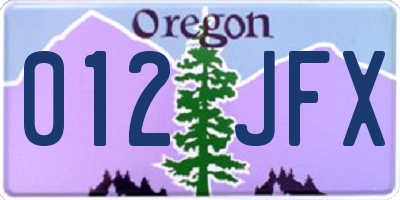 OR license plate 012JFX