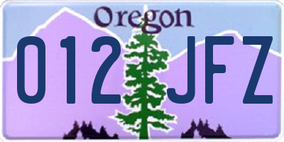 OR license plate 012JFZ
