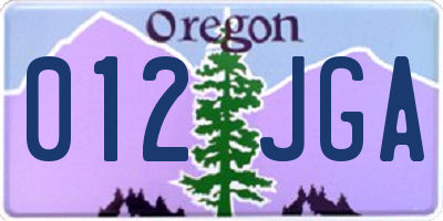 OR license plate 012JGA