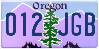 OR license plate 012JGB