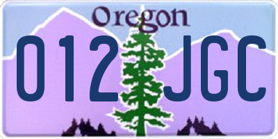 OR license plate 012JGC