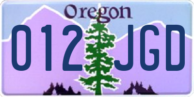 OR license plate 012JGD