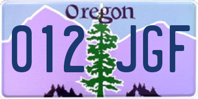 OR license plate 012JGF