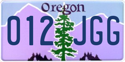 OR license plate 012JGG