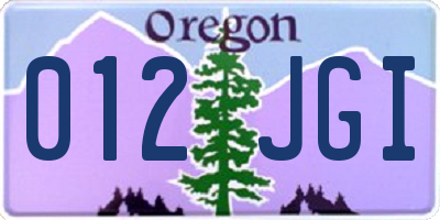 OR license plate 012JGI