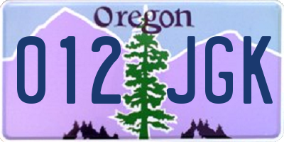 OR license plate 012JGK