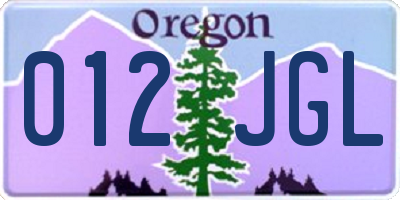 OR license plate 012JGL