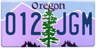 OR license plate 012JGM