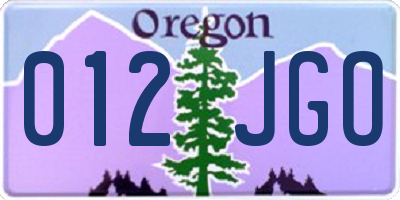 OR license plate 012JGO