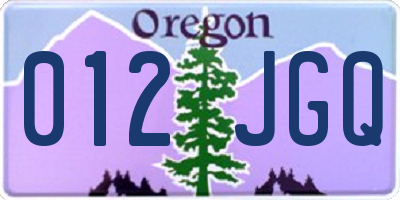 OR license plate 012JGQ