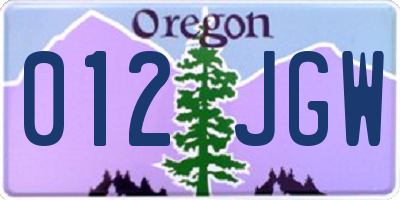 OR license plate 012JGW