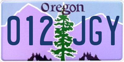OR license plate 012JGY