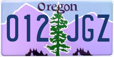 OR license plate 012JGZ