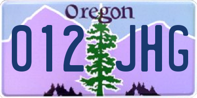 OR license plate 012JHG