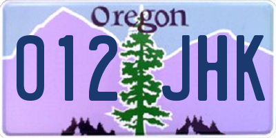 OR license plate 012JHK
