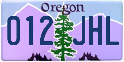 OR license plate 012JHL