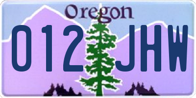 OR license plate 012JHW