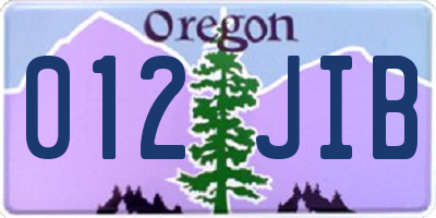 OR license plate 012JIB