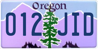 OR license plate 012JID