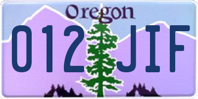 OR license plate 012JIF