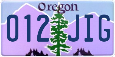 OR license plate 012JIG