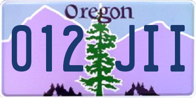 OR license plate 012JII