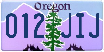 OR license plate 012JIJ