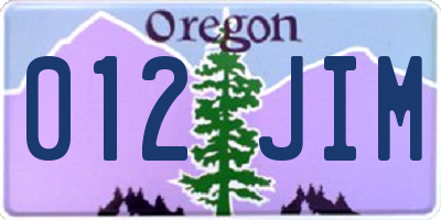 OR license plate 012JIM