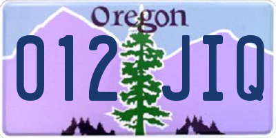 OR license plate 012JIQ