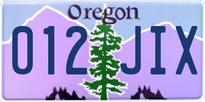 OR license plate 012JIX