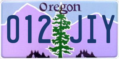 OR license plate 012JIY