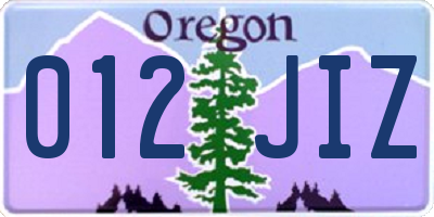 OR license plate 012JIZ