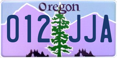 OR license plate 012JJA