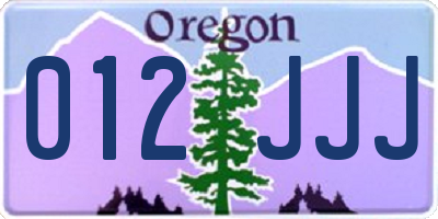 OR license plate 012JJJ