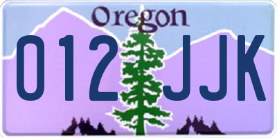 OR license plate 012JJK