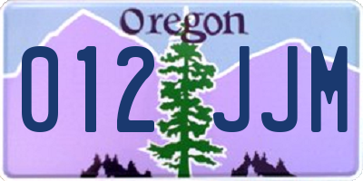 OR license plate 012JJM