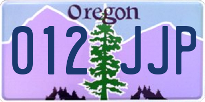 OR license plate 012JJP