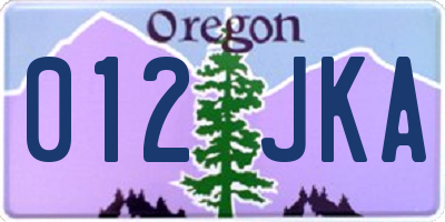 OR license plate 012JKA