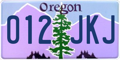OR license plate 012JKJ