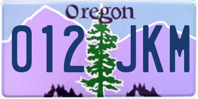 OR license plate 012JKM