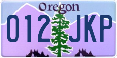 OR license plate 012JKP