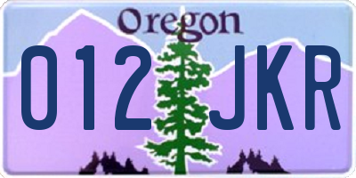 OR license plate 012JKR