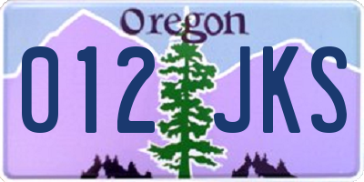 OR license plate 012JKS