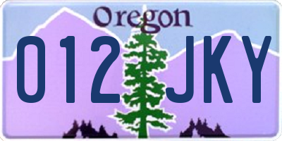 OR license plate 012JKY
