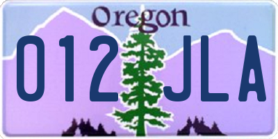OR license plate 012JLA