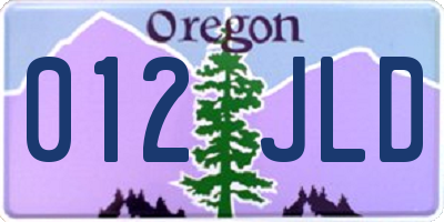OR license plate 012JLD