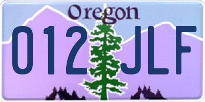 OR license plate 012JLF