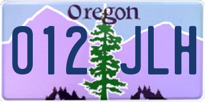 OR license plate 012JLH